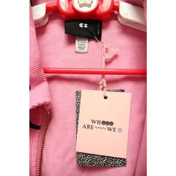 NWT Lazy Oaf Pink Happy Sad Smiley Face Cord Corduroy Coverall Jumpsuit Size 4 - Picture 5 of 5
